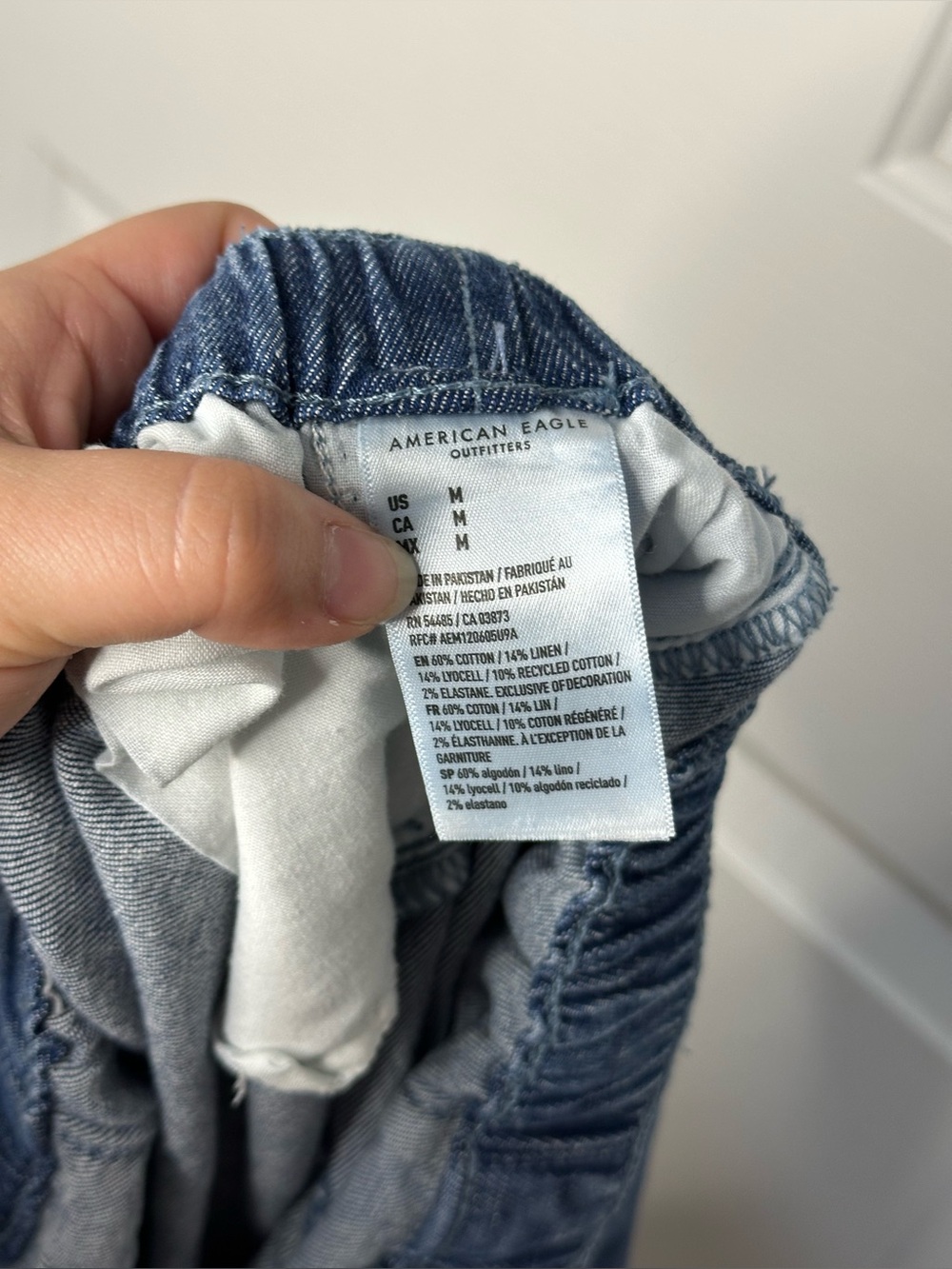 American Eagle AE Stretch Medium Wash Linen Blend Ruffle Pull On Short M Whimsy - Picture 8 of 8